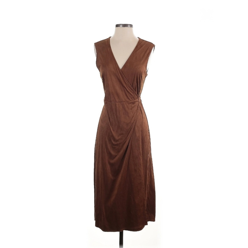 Faux Suede Wrap Dress